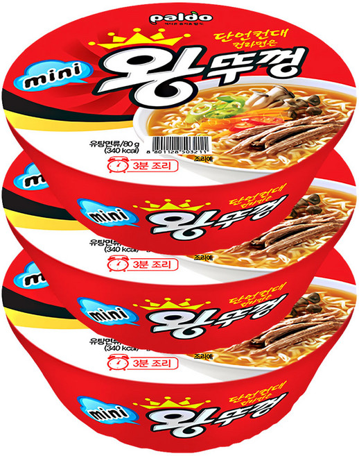 왕뚜껑 미니 컵라면 80g, 3개