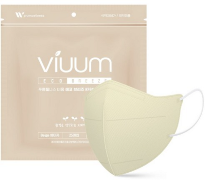 viuum 에코브리즈 새부리형 마스크 대형 KF94, 25개입, 2개, ALL BEIGE