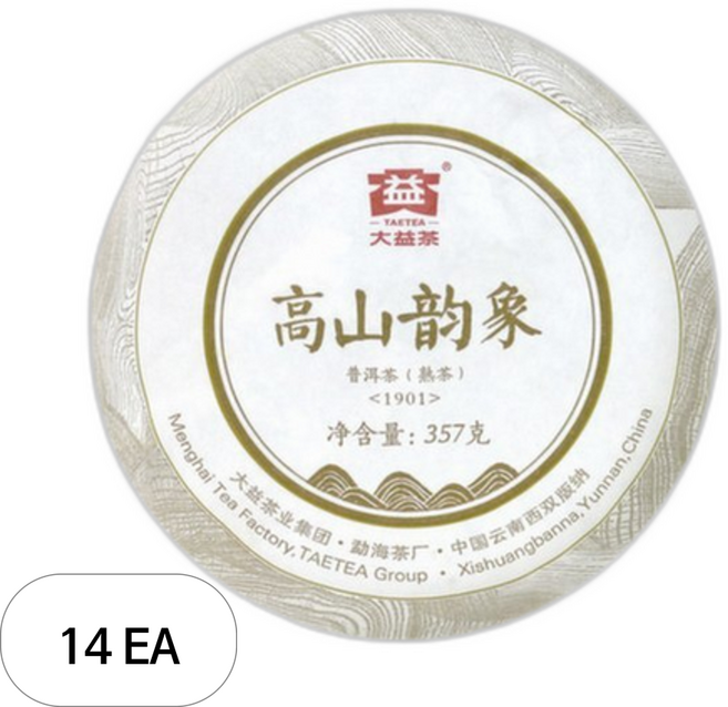 대익차 보이차 고산운상 숙차, 357g, 1개입, 14개