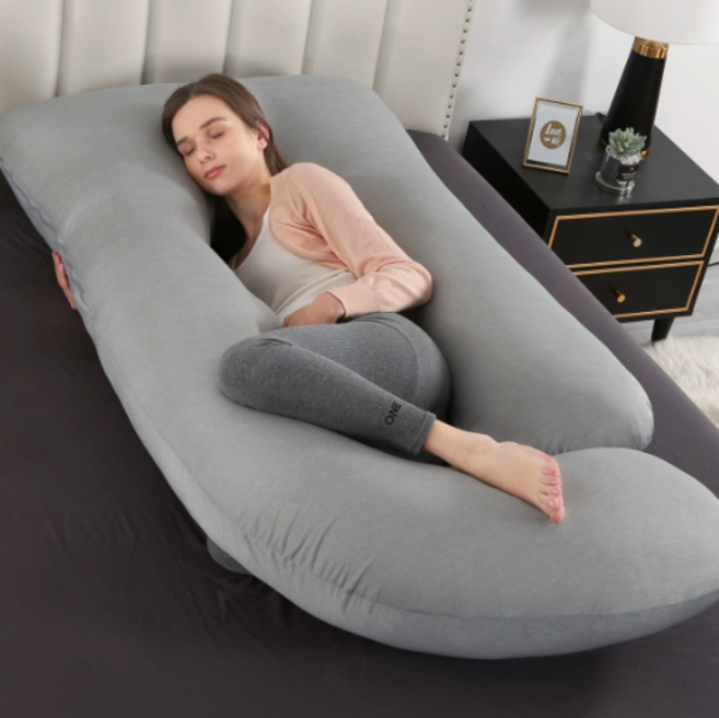 냉감 바디필로우 G형 인체공학 안고자는 긴베개 롱쿠션 순면 쿠션, 쿨링 아이스 실크-그레이