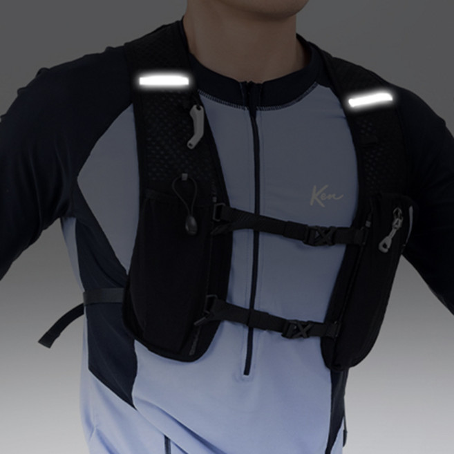 흔들림 밀착고정 메쉬원단 3면 포켓 런닝조끼 러닝베스트 V2, 블랙, 1개