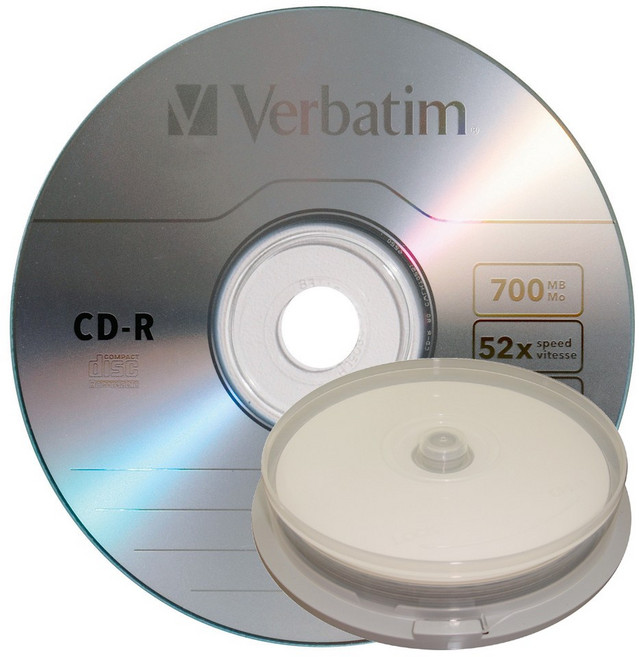 【台灣製造】 10片-Verbatim威寶藍鳯凰CD-R 52X 700MB空白燒錄光碟片白金片, 1套, Verbatim LOGO CD-R