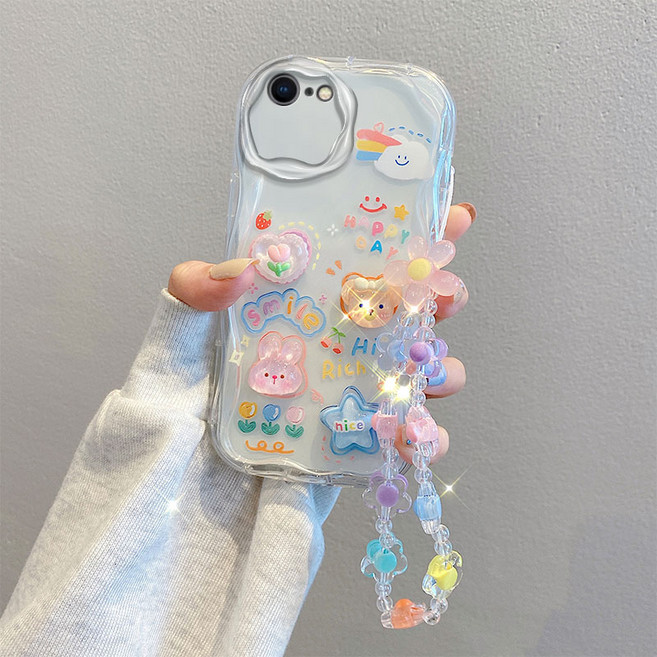 나무나라 아이폰 X XS MAX XR 11 pro 웨이브 입체 캐릭터 스트랩 투명 케이스 CY272