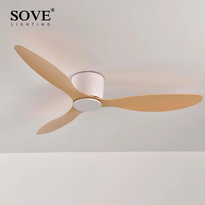 SOVE 36인치 42인치 52인치 거실 천장 실링팬 선풍기 저소음 리모컨 220V, D. 52인치, C. A2 화이트 라이트 우드