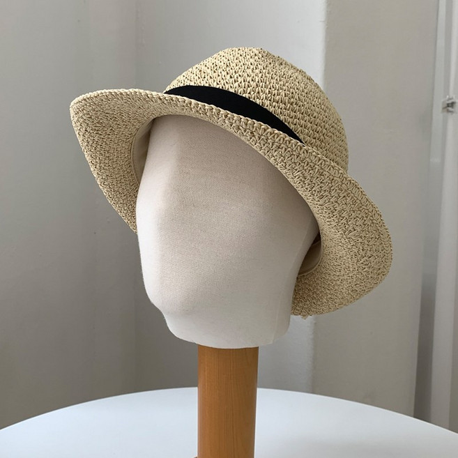 핸드메이드 밀짚 중절모 페도라 남녀공용 여성 남성 모자