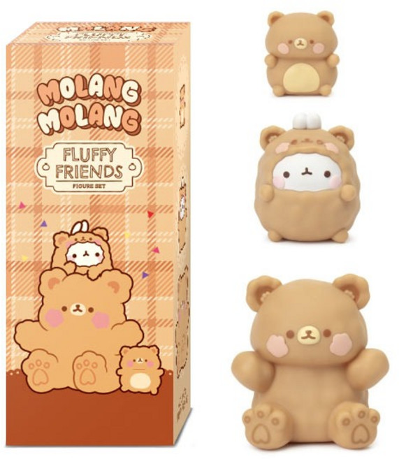 몰랑 피규어 플러피 프렌즈 3종세트 (브라운) 캐릭터, 1개