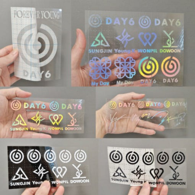 DAY6 마데워치스티커 / 응원봉스티커, G) DAY6+네잎클로버+캐릭터, 화이트