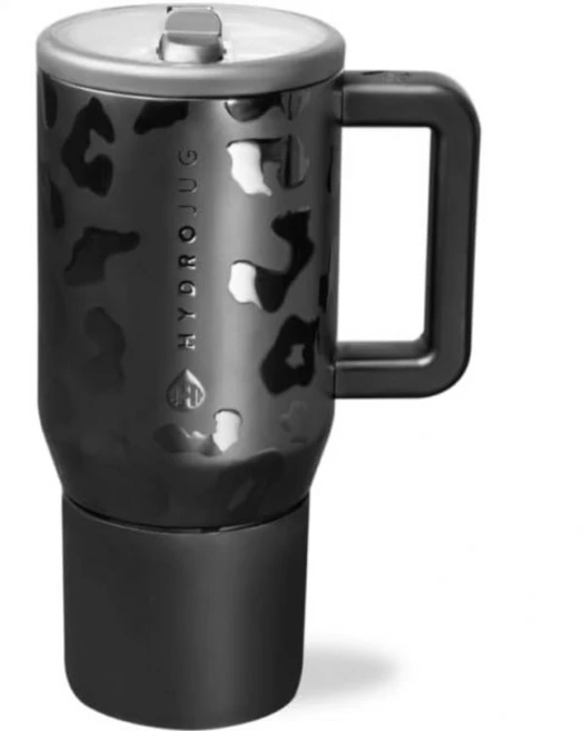 하이드로저그 키즈 - 플립 스트로 핸들이 있는 20온스 단열 물병 | 누수 방지 및 내구성 학교 스포츠 점심 여행 캠프에 적합 켈리 그린, Black Leopard, 1개 - 쿠팡