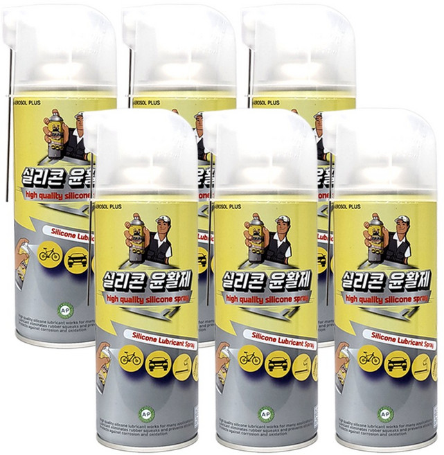 탁월한선택 실리콘스프레이 자동차 실리콘오일 고무윤활제 실리콘윤활제, 6개, 420ml