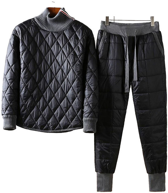 남성용 겨울 맨투맨+겨울패딩 조거팬츠 세트