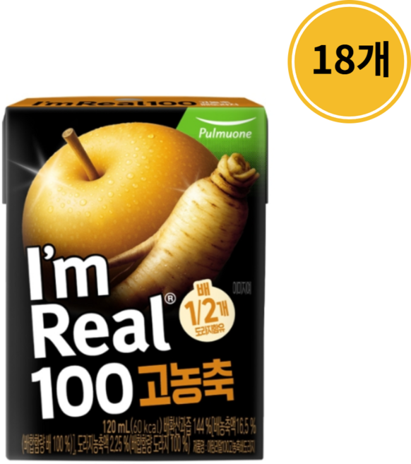 풀무원 아임리얼 100 고농축 배도라지, 120ml, 18박스