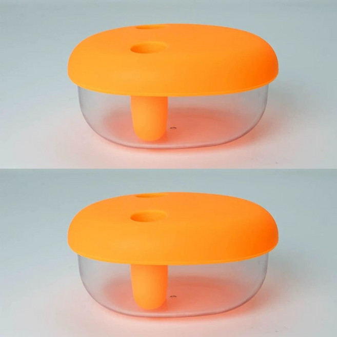 손가락 집게형 간식통 수납 뚜껑 과자 실리콘 아이디어상품 스낵 젓가락, K. 오렌지 2 핸즈프리 스낵박스, 1개