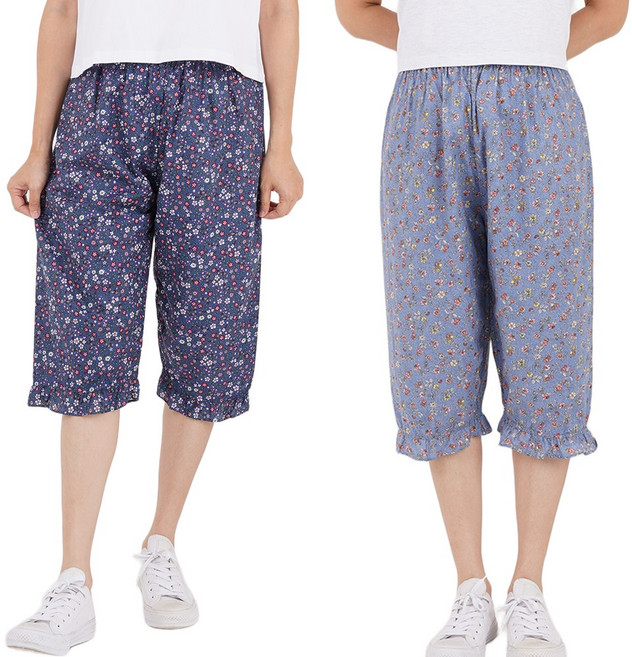 캐리루시 60수 아사 순면 플라워 프릴 파자마 2종세트