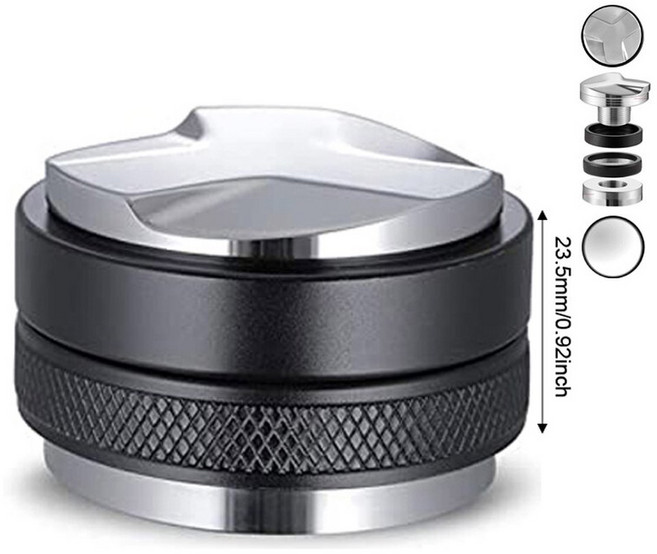 커피 디스트리뷰터 및 탬퍼 듀얼 헤드 커피 레벨러 핏 깊이 조절 가능 에스프레소 3 앵글 및 플랫 탬퍼 51mm 53mm 58mm, 2)black, 1개