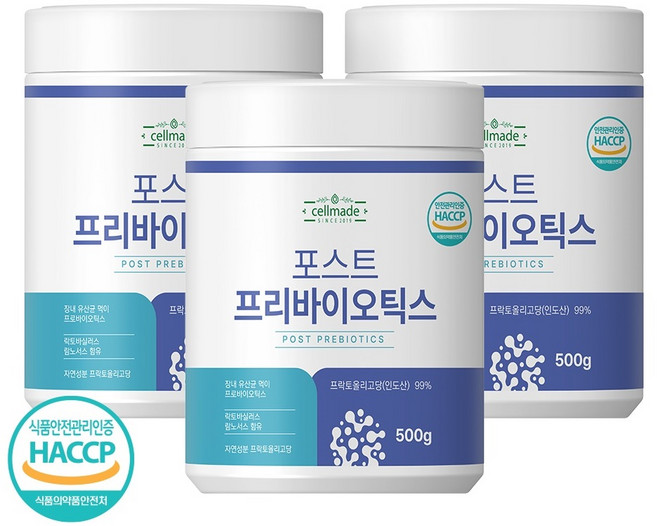 프리바이오틱스 분말 가루 대용량 유산균 먹이 신바이오틱스 HACCP 포스트프리바이오틱스, 3개, 500g