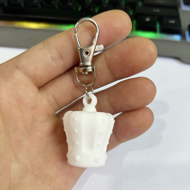 립제품 캡 키링 립글로스 립스틱 립밤 분실 방지 홀더 케이스, 1개, 크라운 화이트