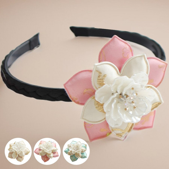 라라스마일 단아한 여아 한복 설날 추석 설 명절 머리띠 헤어밴드