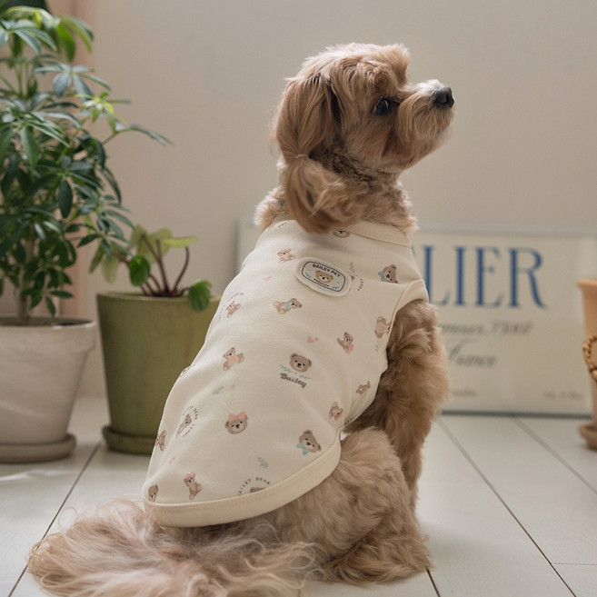 베일리펫 강아지옷 애견의류 테디 항균 슬리브리스 나시, 1개, 베이지