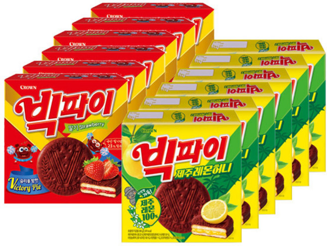 크라운 빅파이 딸기 +제주레몬허니 324g, 1세트, 각6개(총12개)