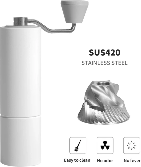 TIMEMORE Chestnut C2 MAX 수동 커피 그라인더 에스프레소 조절 가능한 버 밀용 휴대용 핸드, 01 White