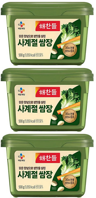 해찬들 사계절 쌈장, 500g, 3개