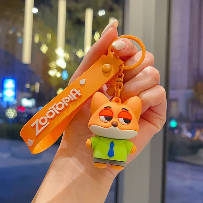 Zootopia 2 키체인 귀여운 주디 홉스 닉 와일드 인형 커플 배낭 장식 펜던트 자동차 열쇠고리 액세서리, 12 8
