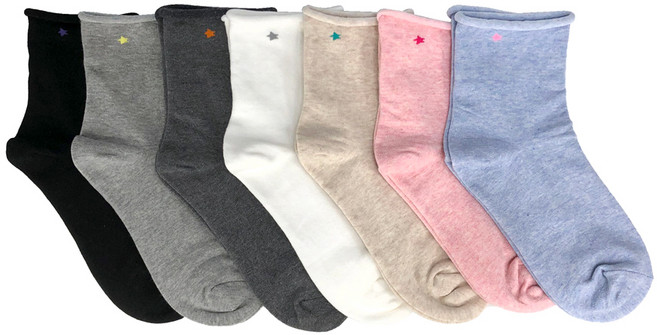 수한양말 여자 조임방지 무압박 양말 돌돌이 별모양 7켤레