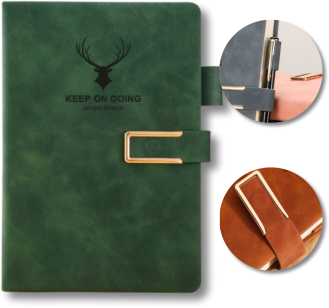 데일리퍼블릭 업무용 만년 고급 가죽 버클 다이어리, 그린