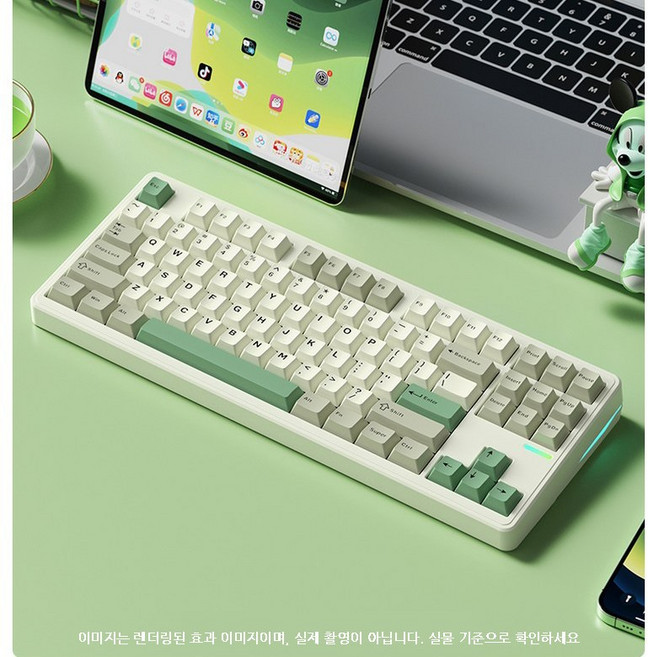 Riccks RS8 업그레이드 무선 기계식 키보드 87키 텐키리스 키보드 4000/8000mAh, 01그린 태극축 4000mAh