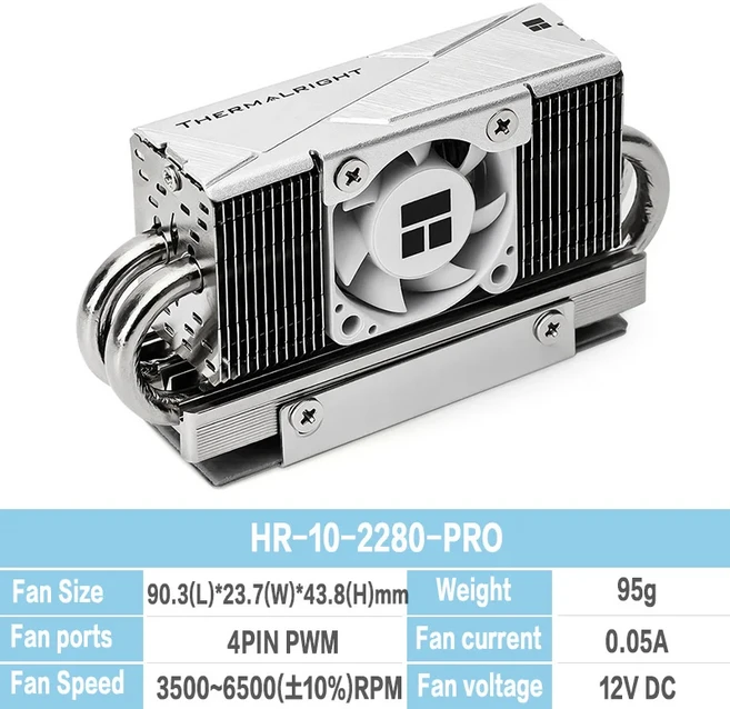Thermalright HR-10 2280 M.2 솔리드 스테이트 드라이브 AGHP 4 히트 파이프 싱크 라디에이터 SSD 쿨러 열, 02 HR-10-2280-PRO