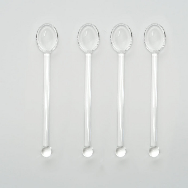 Bestra 내열유리 커피스푼 티스푼 머들러, 4개, 투명