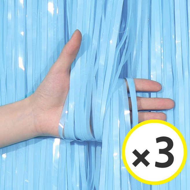 생일파티 용품 파티커튼 42컬러 홀로그램/새틴 무광/파스텔/샤이니 포토존 소품 은박 수술 가랜드 커튼 [에브리띵스마일], 파스텔 스카이블루, 3개