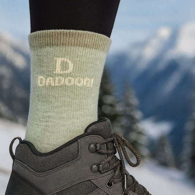 다두리 국산 메리노 울 장목 남여공용 등산양말, 1개, 올리브그린