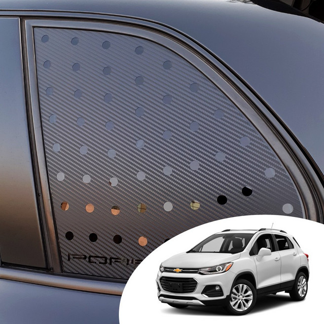 ERK 더뉴트랙스 실외 패널 포인트 기스방지 컬러 데칼 스티커 - 필러 포스트 윈도우 휠 몰딩, C필러 벤트글라스(무타공로고), 홀로그램다크(고급형), 1개