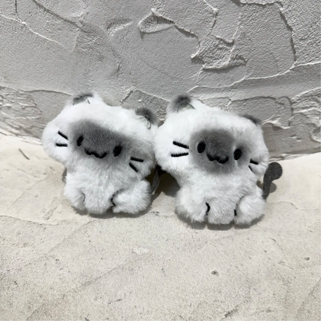 클로바스 샴 고양이 인형키링 가방키링 키홀더, 2개, 흰색그레이