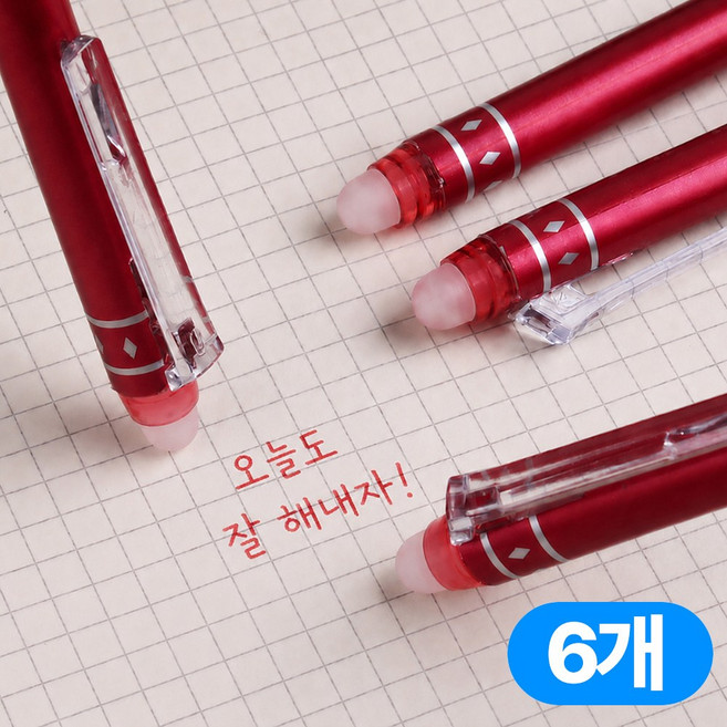 디엘로우 지워지는 볼펜 지우는 기화펜 0.5mm, 블랙(BK), 6개