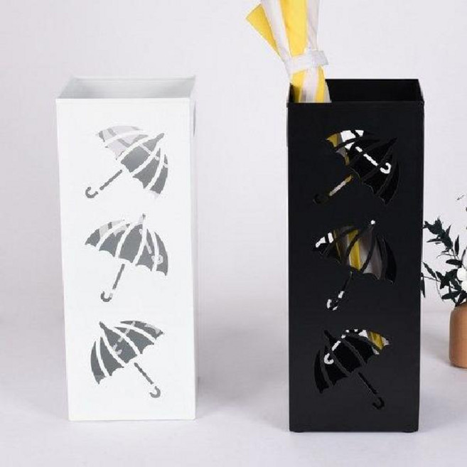 앙플러스 사각 철제 대용량 우산꽂이, 1개, 블랙