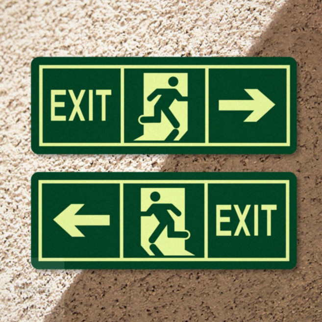 웬카 비상구표지판스티커 비상구안내 야광 스티커, 좌