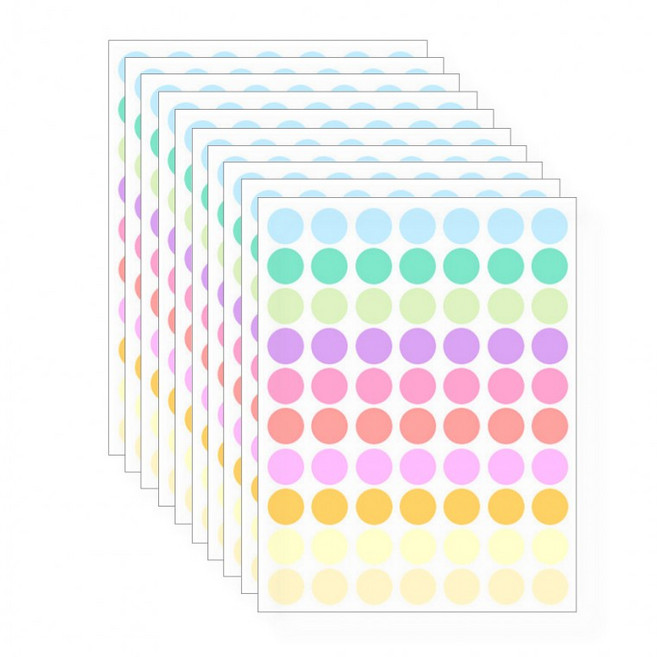700매 컬러 원형 도트 스티커 2.5cm, 1개, 파스텔700매(S5106)