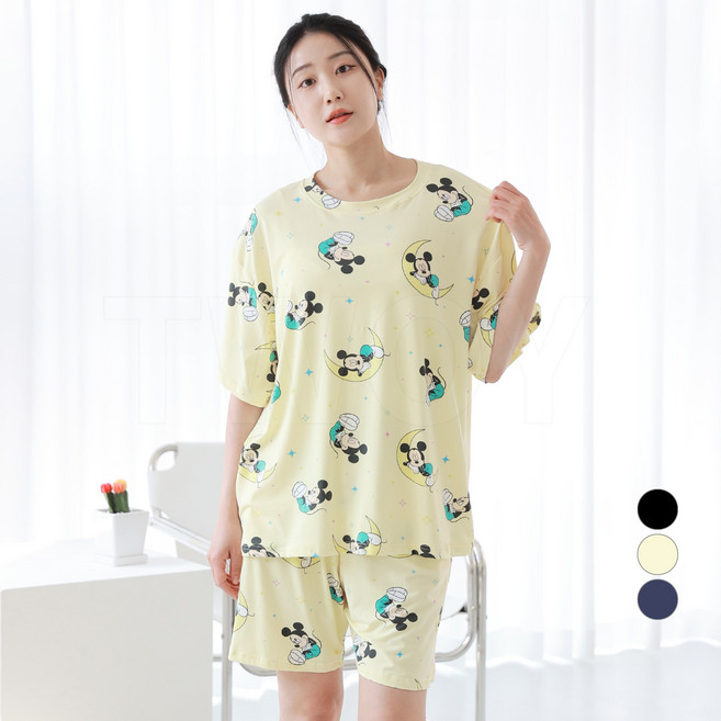 투와이 디즈니 남녀공용 피치 반팔 파자마 상하세트 DF285