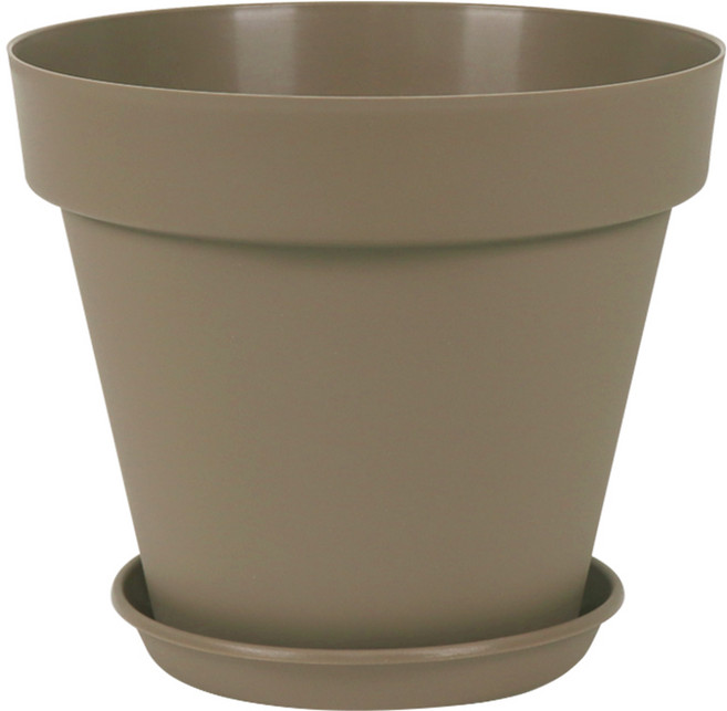 화분월드 베이직 플라스틱 토분 화분 + 받침 세트, 카키브라운, 1세트