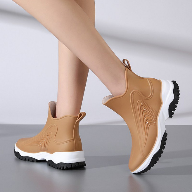 TIMEPURE 여성 패션너블 숏 레인부츠 방수 방습 미끄럼방지 장화 보온 소재 아웃도어 스타일