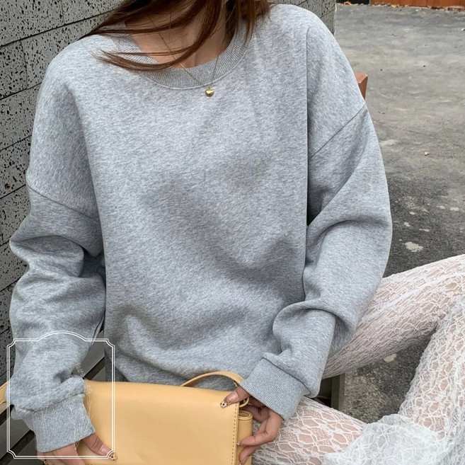 라벤더헤이즈 여성 맨투맨 긴팔티 오버핏 힙커버 무지 티셔츠