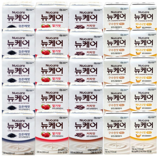 뉴케어 구수한맛(미니)5+바나나(미니)5+검은깨5+딸기맛5+커피맛5, 25개