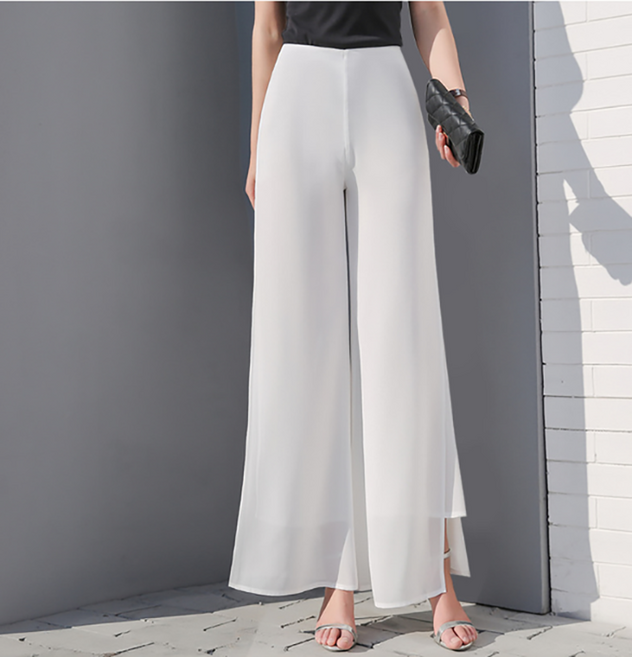 히트앤씨 여성 여름 긴바지 블랙 쉬폰 통바지 와이드팬츠 2250