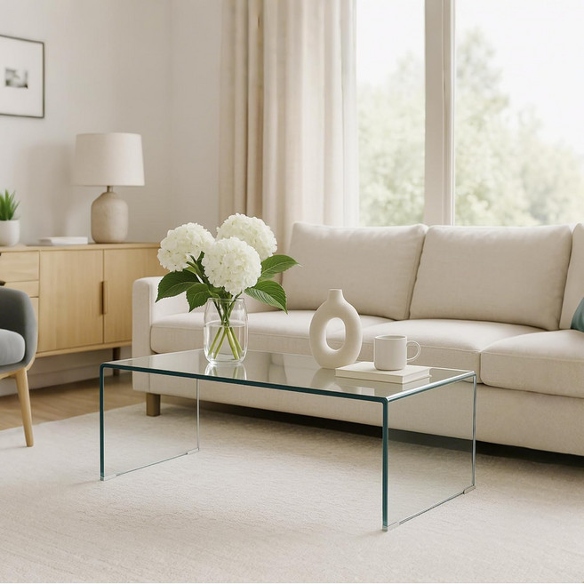 거실 쇼파테이블 카페 두꺼운 강화유리 테이블 제이더블유퍼니처, 투명