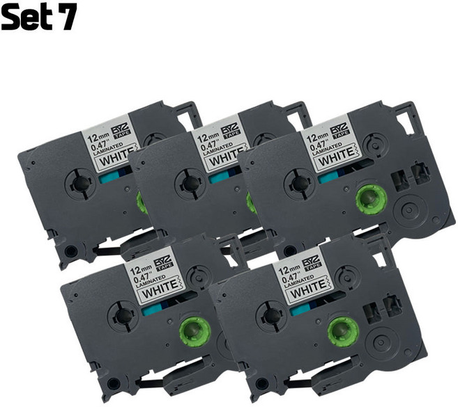 호환 브라더 라벨테이프 12mm 세트 라벨기 라벨지 라벨프린터 리필 묶음, 7번 세트(12mm 단색구성)