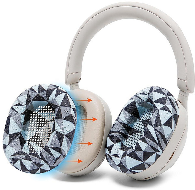 WC SweatZ XM5 - Wicked Cushions 소니 WH1000XM5용 특허받은 이어패드 스웨트 커버 | 풀 360도 이어패드 보호 | 땀 방지 및 쉬운 세탁 | 블, 지오 그레이