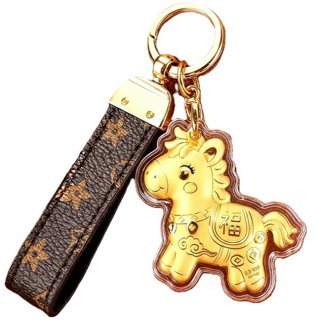 카라몰리 1+1 황금말 키링 2026년 붉은말의해 새해 선물, 1개, 브라운