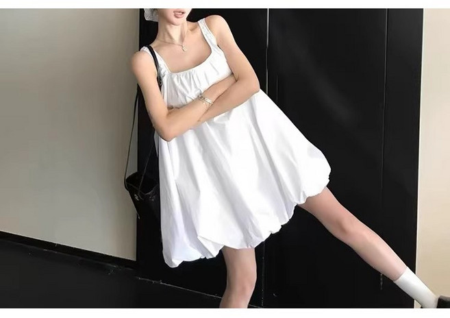 나열샵 NQ-450 나시 루즈핏 캐주얼 벌룬 A라인 미니 원피스